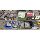 10 X BOXES OF ASSORTED RECORDS, DVD'S AND CD'S TO INCLUDE AC DC, STATUS QUO, BOB MARLEY,