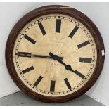 LARGE VINTAGE ELECTRIC GPO WALL CLOCK IN MAHOGANY FRAME.