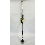 AN EARLY C20th BRASS AND BLACK PAINTED SCIENTIFIC GIMBAL STICK BAROMETER BEARING LABEL CASELLA