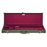 BRADY A CANVAS AND LEATHER SINGLE GUNCASE WITH PROVISION FOR TWO SETS OF BARRELS, fitted for 30in.