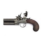 A 60-BORE FLINTLOCK OVER AND UNDER TAP-ACTION BOXLOCK TRAVELLING PISTOL SIGNED THEOP. RICHARDS, no