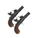 A PAIR OF 40-BORE FLINTLOCK POCKET PISTOLS SIGNED LACY & CO., no visible serial numbers, circa 1815,