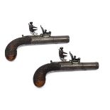 A PAIR OF 46-BORE FLINTLOCK ROUND-BODIED BOXLOCK POCKET PISTOLS SIGNED SYKES, OXFORD, no visible