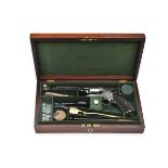 A GOOD CASED 60-BORE PERCUSSION WEBLEY LONGSPUR REVOLVER, serial no. 1420, third model circa 1865,