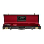 A BRASS-CORNERED SINGLE LEATHER GUNCASE, fitted for 26in. barrels (could adapt to 28in.), the