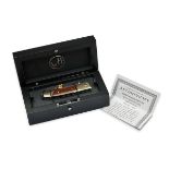 WILLIAM HENRY, OREGON A FINE BOXED GOLD KOFTGARI-DECORATED B30 'SNAKEWOOD GOLD' LOCK-KNIFE, serial
