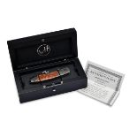 WILLIAM HENRY, OREGON A FINE BOXED DAMASCUS MODEL B12 'SUNSET' LOCK-KNIFE WITH 'APPLE CORAL' SCALES,