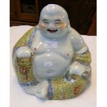 A large Chinese Famille Jaune Budai or Laughing Buddha figure, with impressed seal mark to base - 26