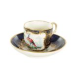 AN 18TH CENTURY FRENCH SEVRES PORCELAIN CUP AND SAUCER