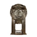 A 20TH CENTURY ART NOUVEAU CAST METAL FIRE SURROUND