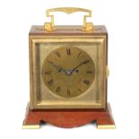 ROBERT BRYSON, EDINBURGH. A SMALL LATE 19TH CENTURY DOUBLE FUSEE CARRIAGE TYPE MANTEL CLOCK