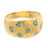 AN 18CT GOLD AND TURQUOISE CABOCHON RING