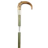A 19TH CENTURY HORN HANDLED SWORD STICK