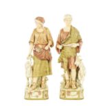 A LARGE PAIR OF ROYAL DUX FIGURES MODELLED AS A SHEPHERD AND SHEPHERDESS