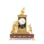 BARWISE, LONDON. AN EARLY 19TH CENTURY REGENCY ORMOLU AND ROUGE MARBLE MANTEL CLOCK