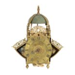 WILLIAM MILLING, ISLINGTON. A LATE 17TH CENTURY WINGED BRASS LANTERN CLOCK WITH ALARM