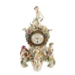 A 19TH CENTURY GERMAN PORCELAIN MANTEL CLOCK