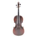 AN ENGLISH VIOLIN WITH CASE AND TWO BOWS