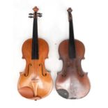 TWO CIRCA 1900 FULL-SIZE VIOLINS