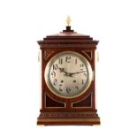 A LATE 19TH CENTURY GERMAN MAHOGANY QUARTER CHIMING BRACKET CLOCK