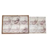 TEN 18TH CENTURY MANGANESE DELFT LANDSCAPE TILES