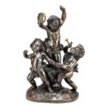 A 19TH CENTURY STYLE PATINATED BRONZE FIGURAL GROUP OF DANCING PUTTI SIGNED LIVI