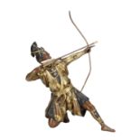 A FINE LATE 19TH CENTURY JAPANESE MEIJI PERIOD BRONZE AND MIXED METAL SAMURAI ARCHER