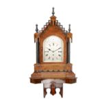 J.C. JENNENS, LONDON. A LATE 19TH CENTURY BURR WALNUT TRIPLE FUSEE QUARTER CHIMING BRACKET CLOCK