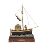 A.R. GUILMET, A LATE 19TH CENTURY FRENCH PATINATED AND GILT BRONZE INDUSTRIAL "OARSMAN" AUTOMATON CL