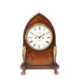 BROCKBANKS, LONDON. A REGENCY EGYPTIAN REVIVAL ORMOLU MOUNTED MAHOGANY BRACKET CLOCK