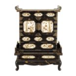 A GOOD JAPANESE MEIJI PERIOD IVORY INSET LACQUERED COLLECTORS CABINET