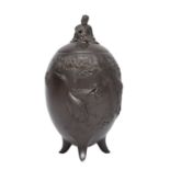 A JAPANESE MEIJI PERIOD BRONZE LIDDED VASE