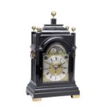 JOHN BERRY, LONDON. A GEORGE I EBONISED DUTCH-STRIKING AND QUARTER-CHIMING EIGHT DAY TABLE CLOCK WIT