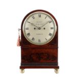 MASSEY, BRIDGE ROAD, LAMBETH. A REGENCY MAHOGANY AND EBONY INLAID ARCH TOPPED DOUBLE FUSEE BRACKET C
