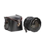 A 20TH CENTURY LACHENAL & CO EDEOPHONE CONCERTINA IN LEATHER TRAVELLING CASE