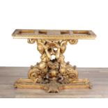 A GOOD 19TH CENTURY CARVED GILTWOOD CONSOLE TABLE