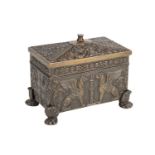 A 19TH CENTURY GRAND TOUR PATINATED BRONZE BOX