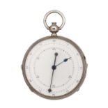 J.S. TANNER, CIRENCESTER. AN UNUSUAL LATE 19TH CENTURY SILVER OPEN FACE INKING CHRONOGRAPH POCKET WA