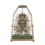 A RARE AND IMPRESSIVE MID-19TH CENTURY BRASS ST. PAUL'S CATHEDRAL THREE TRAIN QUARTER-STRIKING SKELE