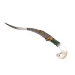 AN INDIAN WOOTZ KANJAR DAGGER WITH CARVED ROCK CRYSTAL HILT