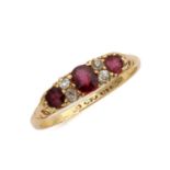 A VICTORIAN RUBY AND DIAMOND 18CT GOLD RING