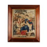 A 19TH CENTURY EMBROIDERED PANEL
