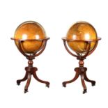 A FINE AND RARE PAIR OF WILLIAM IV FLOOR STANDING TERRESTRIAL AND CELESTIAL GLOBES BY CARY