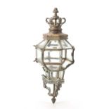 A 19TH CENTURY LOUIS XIV STYLE BRONZE HANGING LANTERN