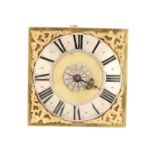 THOMAS COX, THORNBURY. AN EARLY 18TH CENTURY 30-HOUR HOODED WALL CLOCK MOVEMENT