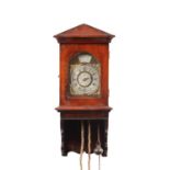 ROBERT SMITH, LONDON. A SMALL GEORGE II WALNUT HOODED VERGE WALL CLOCK WITH ALARM