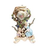 A 19TH CENTURY MEISSEN PORCELAIN FIGURAL POT-POURRI VASE