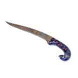 A MUGHAL STYLE LAPIS LAZULI HILTED DAGGER