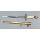 A German Kriegsmarine Naval Dagger by Carl Eikhorn Soligen, with celluloid wire bound grip and