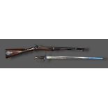 A rare Jacobs Patent Percussion Rifle and sword bayonet by Swinburn and Son dated 1860 with